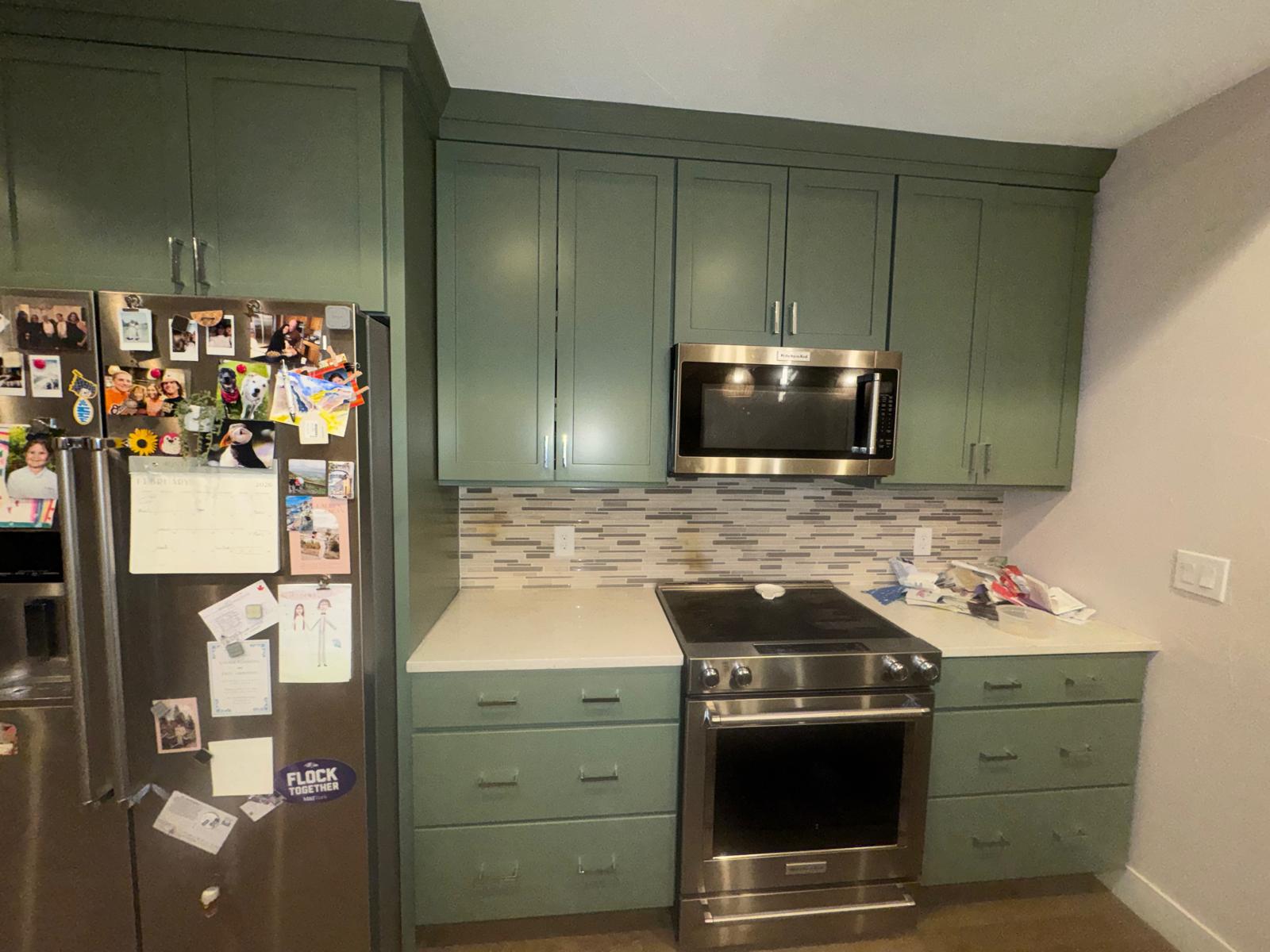 Denver CO Kitchen - After - Sage Cabinets & New Tiled Backsplash