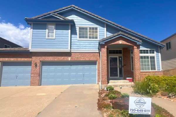 Highland Ranch CO - White and Blue Exterior - Sign In Yard